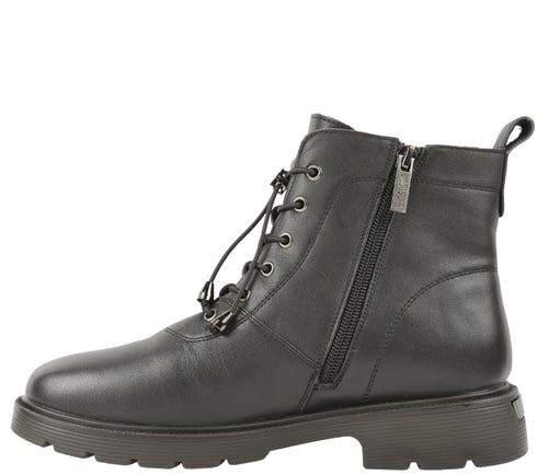 Ghete casual, dama, PASS COLLECTION, X450010A negru, piele naturala