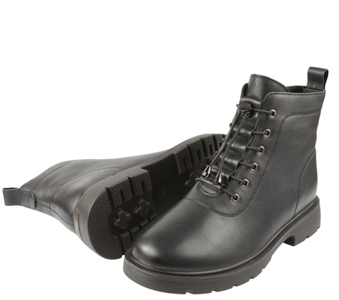 Ghete casual, dama, PASS COLLECTION, X450010A negru, piele naturala