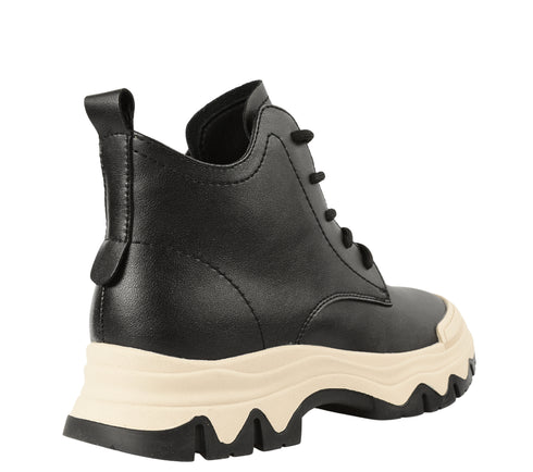 Ghete sport, dama, PASS COLLECTION, VA70021A negru, piele naturala