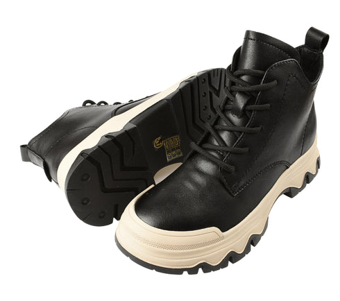 Ghete sport, dama, PASS COLLECTION, VA70021A negru, piele naturala