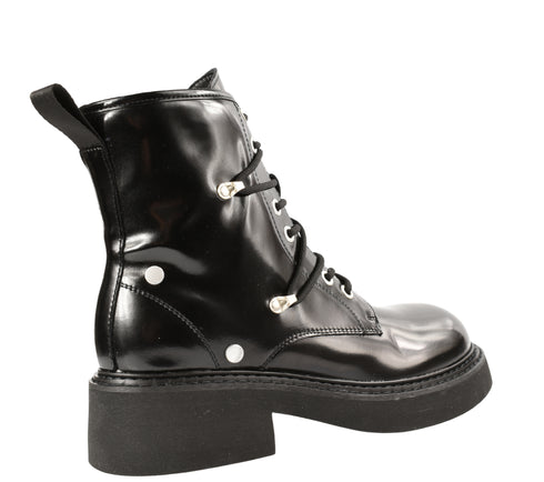 Bocanci casual, dama, PASS COLLECTION, WB70006A negru, piele lacuita, toc