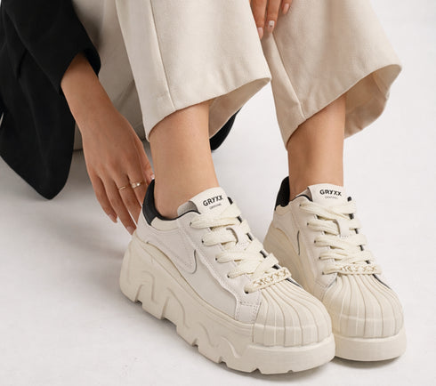 Pantofi sport, dama, GRYXX, AG80007B alb, piele naturala