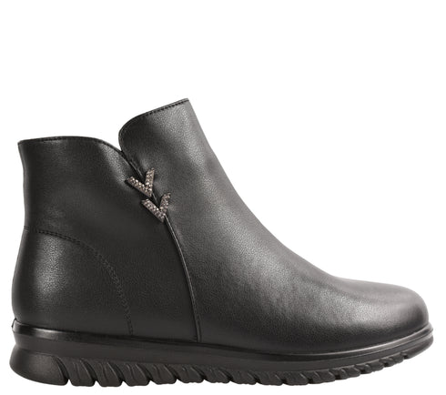 Ghete casual, dama, PASS COLLECTION, J830012 negru, piele naturala