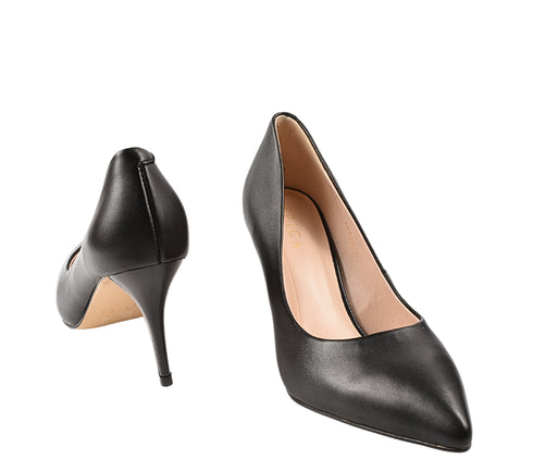 Pantofi eleganti, dama, EPICA, JI80023B negru, piele naturala, toc