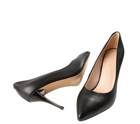 Pantofi eleganti, dama, EPICA, JI80023B negru, piele naturala, toc