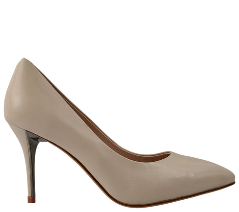 Pantofi eleganti, dama, EPICA, JI80023A crem, piele naturala, toc