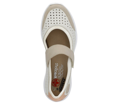 Espadrile sport, dama, RIEKER MEMOSOFT, L32B5-81 alb, piele ecologica