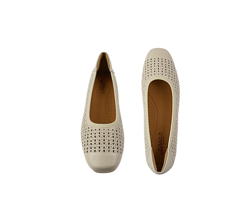 Pantofi eleganti, dama, PASS COLLECTION, M480017B crem, piele naturala, toc