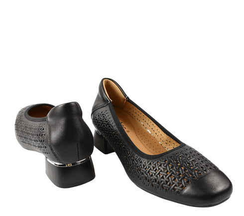 Pantofi eleganti, dama, PASS COLLECTION, M480017A negru, piele naturala, toc