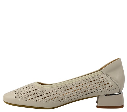 Pantofi eleganti, dama, PASS COLLECTION, M480017B crem, piele naturala, toc