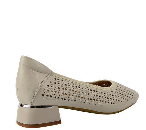 Pantofi eleganti, dama, PASS COLLECTION, M480017B crem, piele naturala, toc