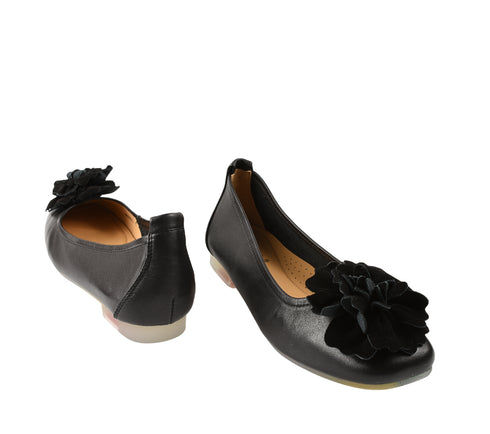 Balerini casual, dama, PASS COLLECTION, M480006A negru, piele naturala, toc