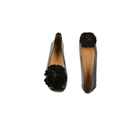 Balerini casual, dama, PASS COLLECTION, M480006A negru, piele naturala, toc