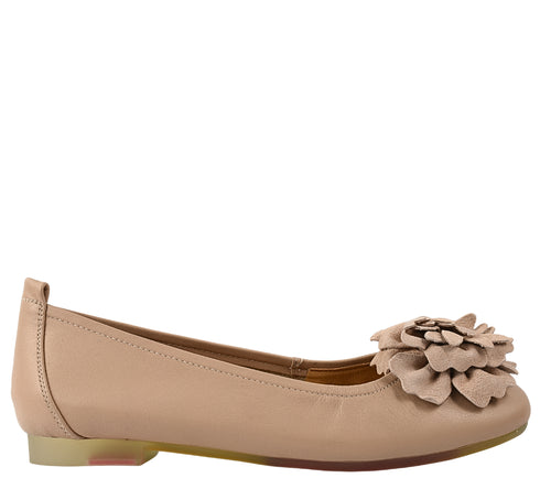 Balerini casual, dama, PASS COLLECTION, M480006E roz, piele naturala, toc