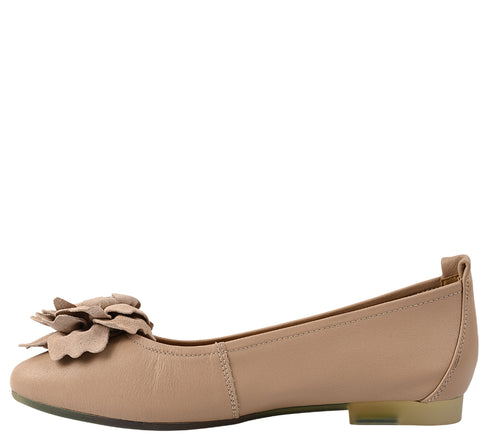 Balerini casual, dama, PASS COLLECTION, M480006E roz, piele naturala, toc