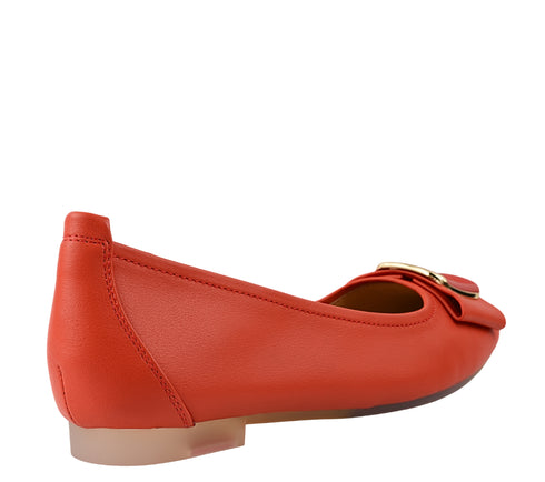 Balerini casual, dama, PASS COLLECTION, M480009F rosu, piele naturala, toc