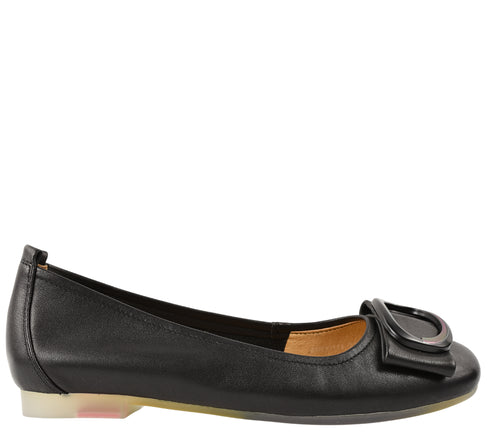 Balerini casual, dama, PASS COLLECTION, M480011A negru, piele naturala, toc