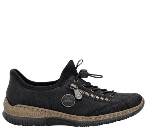 Pantofi sport, dama, RIEKER MemoSoft, N3267-01 negru, piele ecologica