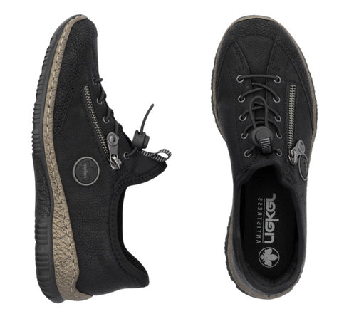 Pantofi sport, dama, RIEKER MemoSoft, N3267-01 negru, piele ecologica