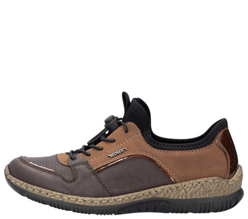 Pantofi sport, dama, RIEKER MemoSoft, N3294-25 maro, piele ecologica