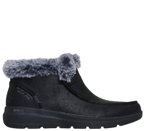Ghete sport, dama, SKECHERS GLACIAL ULTRA - COZY GETAWAY 144221-BBK negru, piele ecologica