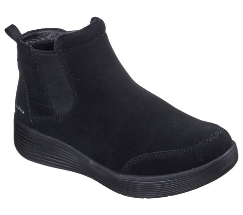Ghete sport, dama, SKECHERS ARCH FIT LAGUNA - HARVEST MOONS 159095-BBK negru, piele intoarsa