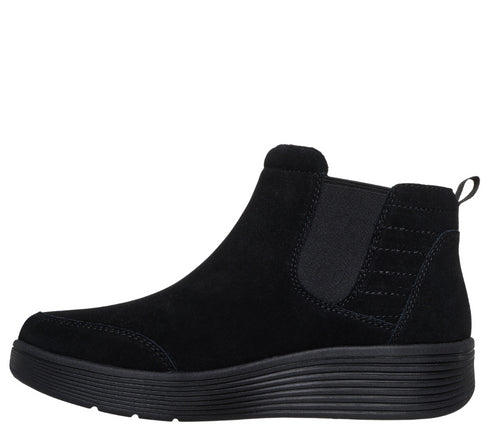 Ghete sport, dama, SKECHERS ARCH FIT LAGUNA - HARVEST MOONS 159095-BBK negru, piele intoarsa