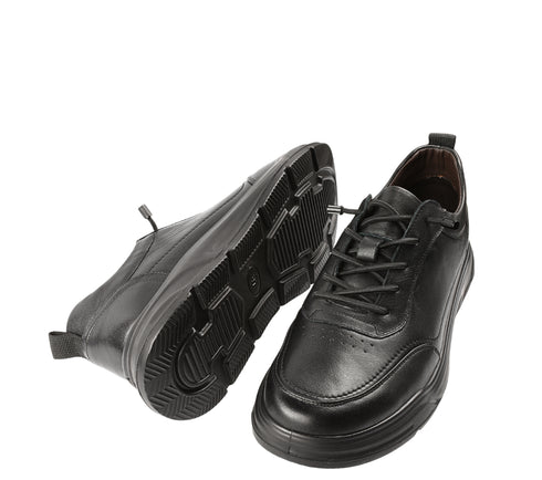 Pantofi sport, barbati, ADA SHOES, 929105 negru, piele naturala