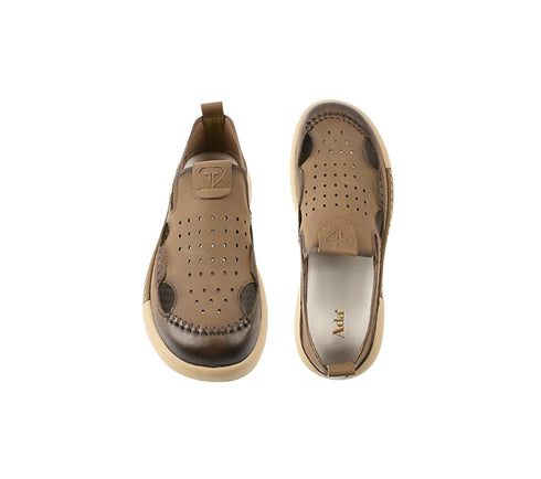 Pantofi casual, barbati, ADA SHOES, A93230 kaki, piele nabuc