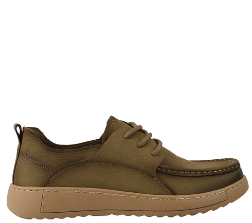 Pantofi casual, barbati, ADA SHOES, A90007 kaki, piele nabuc