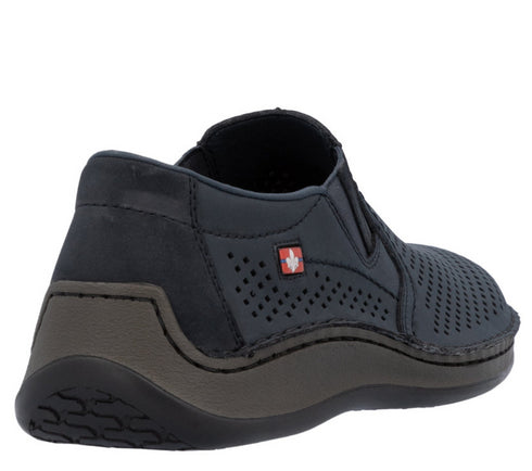 Pantofi casual, barbati, RIEKER, ANTISTRESS, 05297-14 bleumarin, piele nabuc