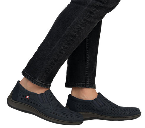 Pantofi casual, barbati, RIEKER, ANTISTRESS, 05297-14 bleumarin, piele nabuc