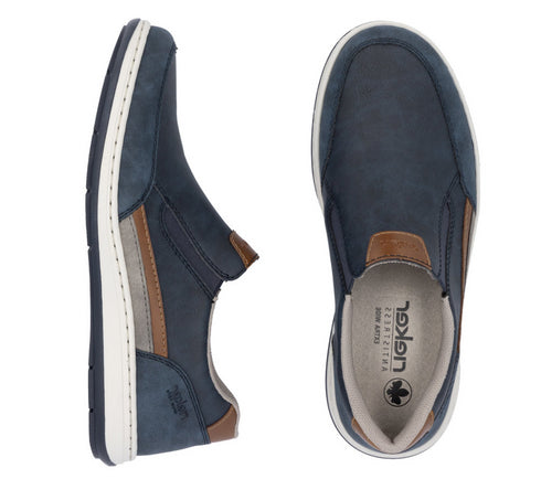 Pantofi casual, barbati, RIEKER, 17381-14, bleumarin, piele ecologica