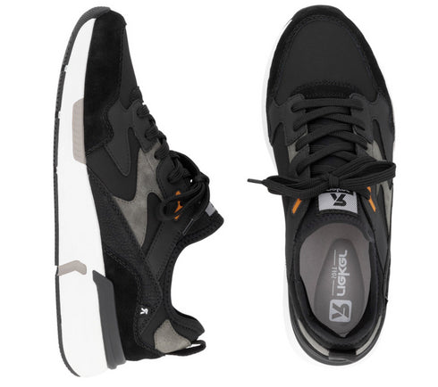 Pantofi sport, barbati, RIEKER SOFT, U1403-00 negru, piele ecologica