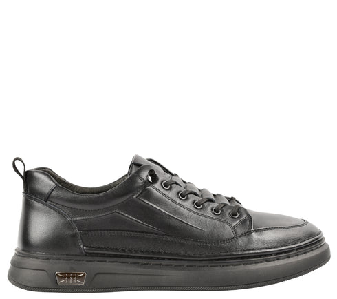 Pantofi sport, barbati, ADA SHOES, W27011 negru, piele naturala