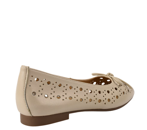 Pantofi casual, dama, ADA SHOES, 21755 crem, piele naturala