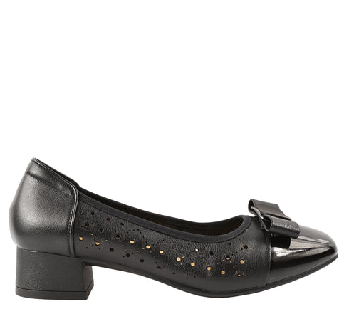 Pantofi casual, dama, ADA SHOES, 25876-13 negru, piele naturala, cu toc