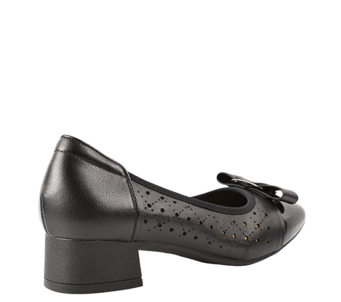 Pantofi casual, dama, ADA SHOES, 25876-13 negru, piele naturala, cu toc