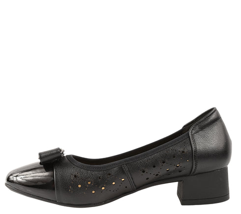 Pantofi casual, dama, ADA SHOES, 25876-13 negru, piele naturala, cu toc