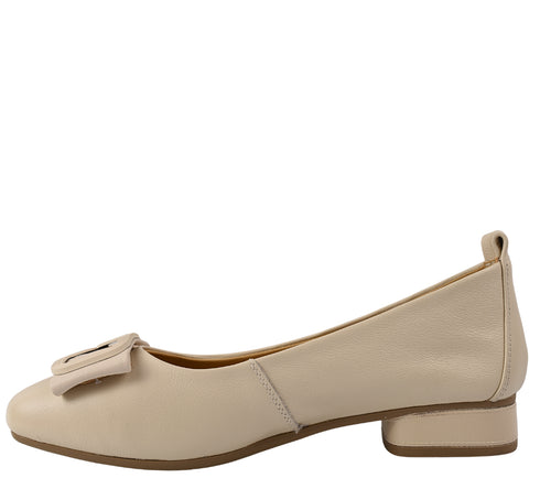 Pantofi casual, dama, ADA SHOES, 510-2 crem, piele naturala, cu toc