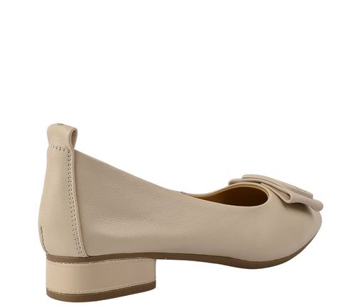 Pantofi casual, dama, ADA SHOES, 510-2 crem, piele naturala, cu toc