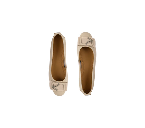 Pantofi casual, dama, ADA SHOES, 510-2 crem, piele naturala, cu toc