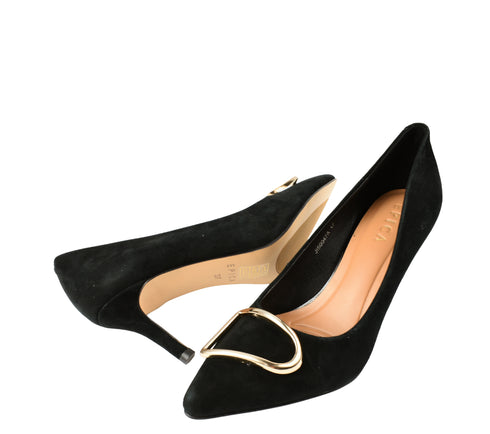 Pantofi eleganti, dama, EPICA, JI50047A negru, piele intoarsa, cu toc