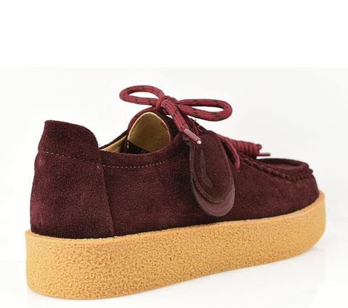 Pantofi casual, dama, FEELING, T003 bordo, piele nabuc