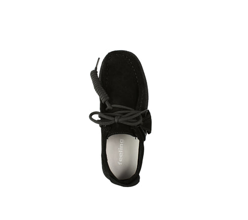 Pantofi casual, dama, FEELING, T003 negru, piele nabuc