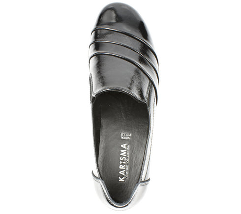 Pantofi casual, dama, KARISMA, WB40004A negru, piele lacuita