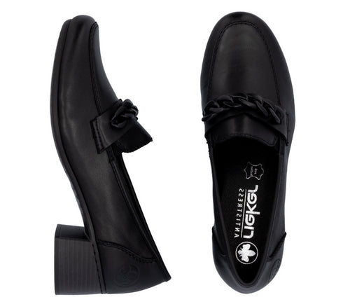 Pantofi casual, dama, RIEKER, 41660-00, negru, piele naturala