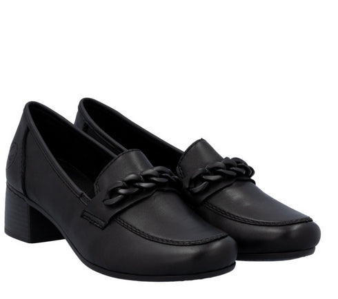 Pantofi casual, dama, RIEKER, 41660-00, negru, piele naturala