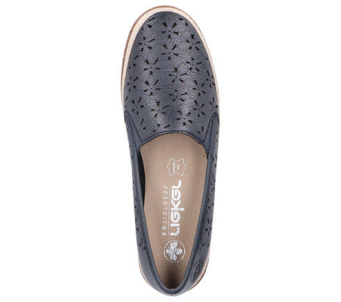 Pantofi casual, dama, RIEKER ANTISTRESS, 47666-14 bleumarin, piele ecologica