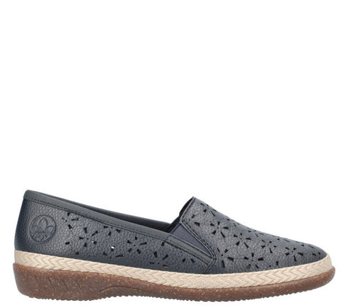 Pantofi casual, dama, RIEKER ANTISTRESS, 47666-14 bleumarin, piele ecologica